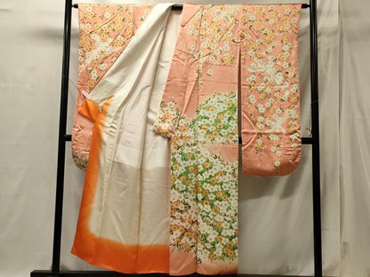 平和屋着物■豪華振袖　駒刺繍　草花文　暈し染め　金彩　正絹　逸品　CABI1752oy