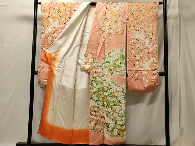 平和屋着物■豪華振袖　駒刺繍　草花文　暈し染め　金彩　正絹　逸品　CABI1752oy