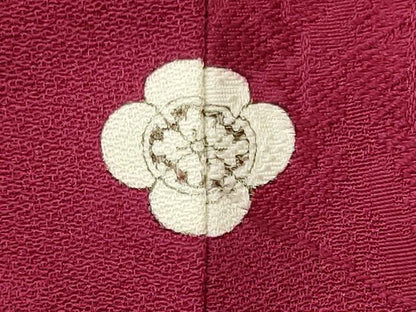 平和屋着物■上質な色無地　雲取り吉祥地紋　中紅色　正絹　逸品　CABI1753oy