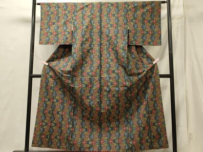平和屋着物■本場村山大島紬　7マルキ　草花文　正絹　逸品　未使用　CABI1759oy