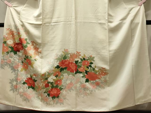 平和屋着物■訪問着　刺繍　草花文　正絹　逸品　CABI1760oy
