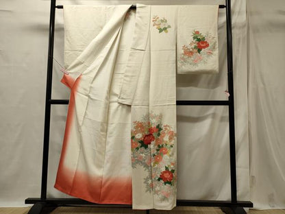 平和屋着物■訪問着　刺繍　草花文　正絹　逸品　CABI1760oy