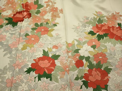 平和屋着物■訪問着　刺繍　草花文　正絹　逸品　CABI1760oy