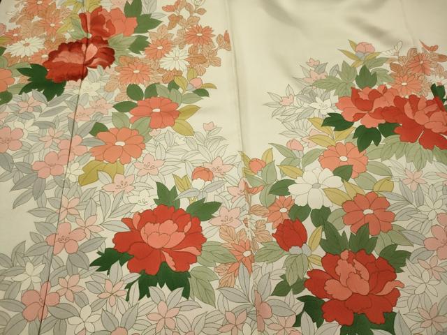 平和屋着物■訪問着　刺繍　草花文　正絹　逸品　CABI1760oy