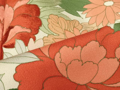 平和屋着物■訪問着　刺繍　草花文　正絹　逸品　CABI1760oy