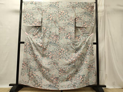 平和屋着物■上質な小紋　流水風景花文　正絹　逸品　CABI1762oy