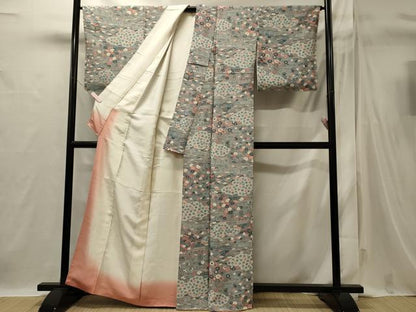 平和屋着物■上質な小紋　流水風景花文　正絹　逸品　CABI1762oy