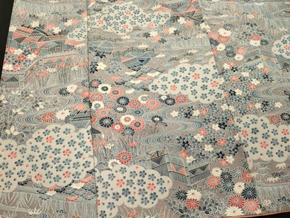 平和屋着物■上質な小紋　流水風景花文　正絹　逸品　CABI1762oy