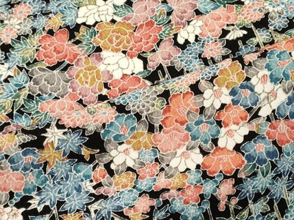 平和屋着物■上質な小紋　草花文　黒地　正絹　逸品　CABI1765oy