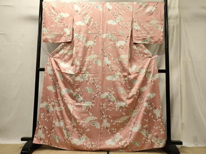 平和屋着物■上質な小紋　扇面枝梅文　金彩　正絹　逸品　CABI1766oy