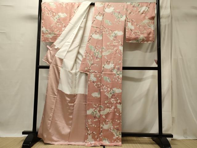 平和屋着物■上質な小紋　扇面枝梅文　金彩　正絹　逸品　CABI1766oy