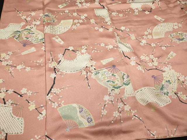 平和屋着物■上質な小紋　扇面枝梅文　金彩　正絹　逸品　CABI1766oy
