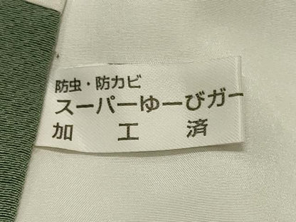 平和屋着物■上質な色無地　山葵色　正絹　逸品　CABI1772oy