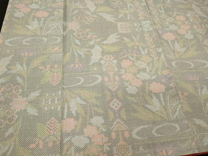 平和屋着物■上質な紬　草花文　正絹　逸品　CABI1773oy
