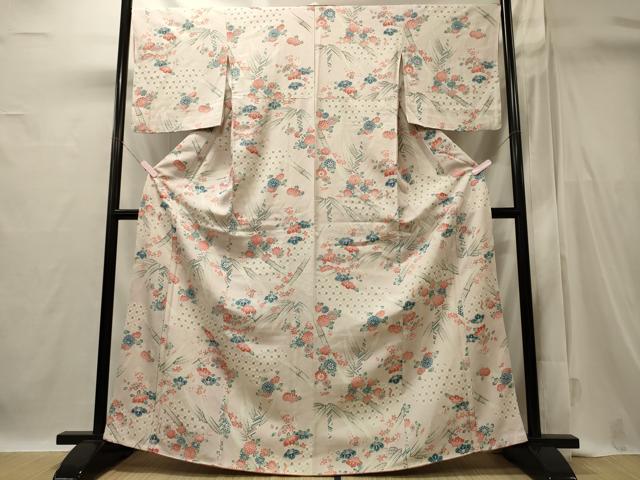 平和屋着物■上質な小紋　吉祥草花文　正絹　逸品　CABI1778oy