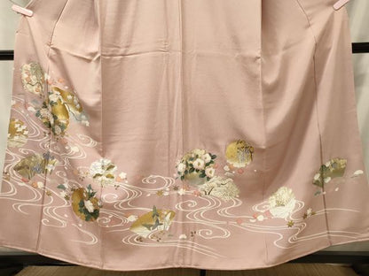 平和屋着物■豪華色留袖　駒刺繍　流水雪輪花文　金彩　正絹　逸品　未使用　CABI1780oy