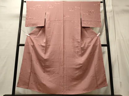 平和屋着物■上質な色無地　エ霞風景花地紋　退紅色　正絹　逸品　未使用　CABI1781oy