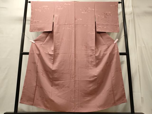 平和屋着物■上質な色無地　エ霞風景花地紋　退紅色　正絹　逸品　未使用　CABI1781oy