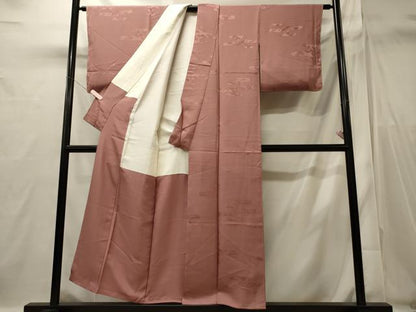 平和屋着物■上質な色無地　エ霞風景花地紋　退紅色　正絹　逸品　未使用　CABI1781oy