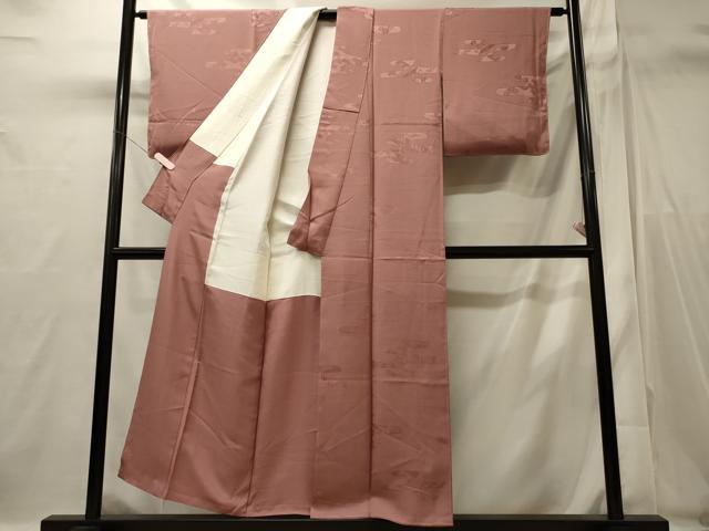 平和屋着物■上質な色無地　エ霞風景花地紋　退紅色　正絹　逸品　未使用　CABI1781oy