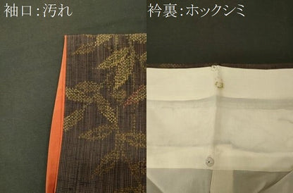 平和屋着物■上質な紬　草葉文　正絹　逸品　CABI1785oy