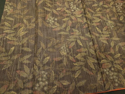 平和屋着物■上質な紬　草葉文　正絹　逸品　CABI1785oy