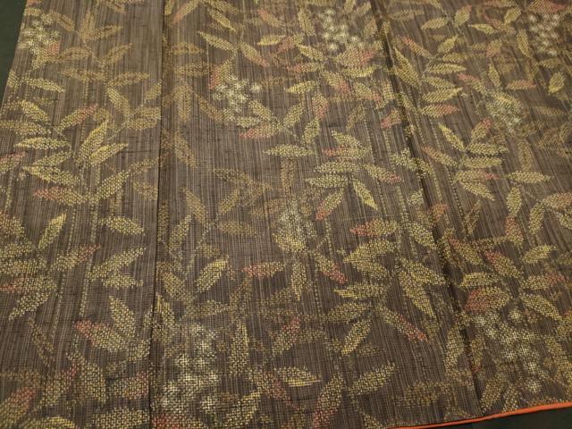 平和屋着物■上質な紬　草葉文　正絹　逸品　CABI1785oy