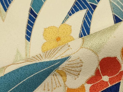 平和屋着物■訪問着　草花文　金彩　正絹　逸品　CABI1796oy
