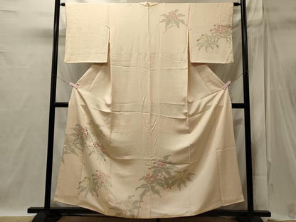 平和屋着物■訪問着　手描き　刺繍　枝花文　正絹　逸品　CABI1797oy