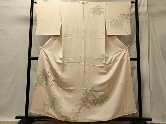 平和屋着物■訪問着　手描き　刺繍　枝花文　正絹　逸品　CABI1797oy