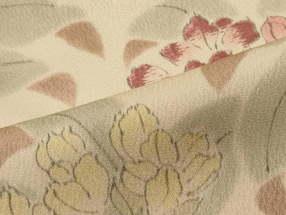 平和屋着物■訪問着　手描き　刺繍　枝花文　正絹　逸品　CABI1797oy