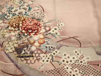 平和屋着物■豪華色留袖　駒刺繍　吉祥飾花文　暈し染め　金彩　正絹　逸品　CABI1798oy