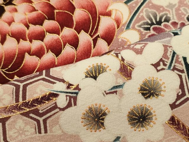 平和屋着物■豪華色留袖　駒刺繍　吉祥飾花文　暈し染め　金彩　正絹　逸品　CABI1798oy