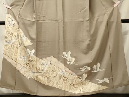 平和屋着物■豪華色留袖　立波飛鶴文　金彩　正絹　逸品　CABI1799oy