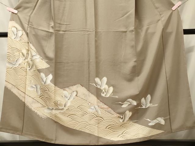 平和屋着物■豪華色留袖　立波飛鶴文　金彩　正絹　逸品　CABI1799oy