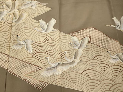 平和屋着物■豪華色留袖　立波飛鶴文　金彩　正絹　逸品　CABI1799oy
