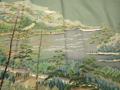 平和屋着物■豪華色留袖　遠山風景文　暈し染め　正絹　逸品　CABI1803oy
