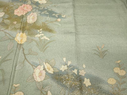 平和屋着物■訪問着　枝花文　暈し染め　金銀彩　正絹　逸品　CABI1805oy