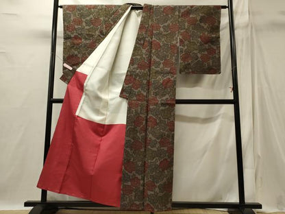 平和屋着物■上質な紬　舞花文　正絹　逸品　未使用　CABI1807oy