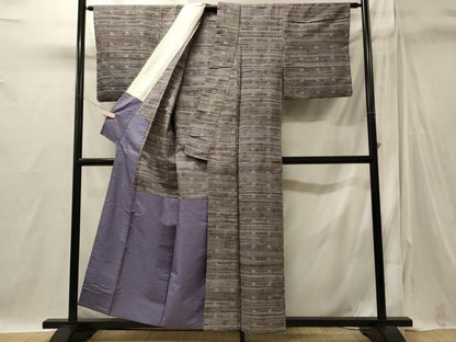 平和屋着物■上質な紬　絣文様　胴抜き仕立て　正絹　逸品　CABI1808oy