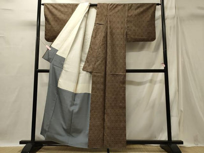 平和屋着物■上質な小紋　菱文　正絹　逸品　CABI1812oy