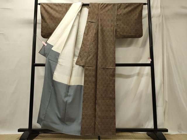 平和屋着物■上質な小紋　菱文　正絹　逸品　CABI1812oy