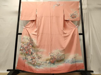 平和屋着物■訪問着　作家物　鼓流水花文　暈し染め　金彩　正絹　逸品　CABI1813oy