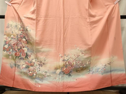 平和屋着物■訪問着　作家物　鼓流水花文　暈し染め　金彩　正絹　逸品　CABI1813oy