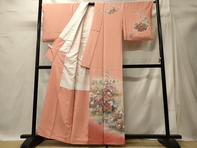 平和屋着物■訪問着　作家物　鼓流水花文　暈し染め　金彩　正絹　逸品　CABI1813oy