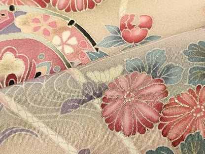 平和屋着物■訪問着　作家物　鼓流水花文　暈し染め　金彩　正絹　逸品　CABI1813oy