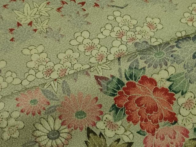 平和屋着物■上質な小紋　枝花文　正絹　逸品　CABI1814oy