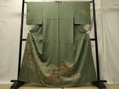 平和屋着物■訪問着　扇面花松文　金彩　正絹　逸品　CABI1815oy