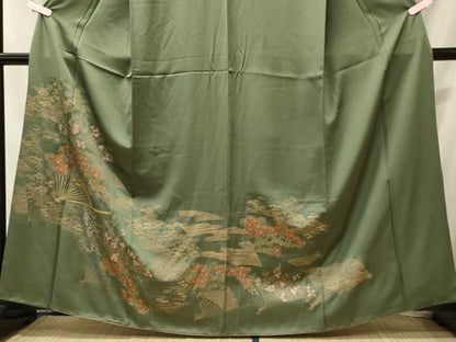 平和屋着物■訪問着　扇面花松文　金彩　正絹　逸品　CABI1815oy