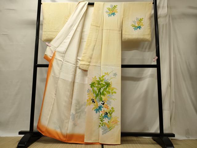 平和屋着物■訪問着　刺繍　草花文　暈し染め　金彩　正絹　逸品　CABI1820oy